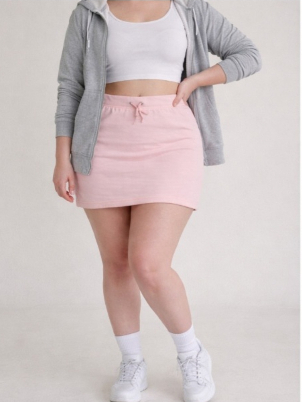 American Apparel California Fleece Mini Skirt – XL – Peach Drawstring Sporty Cas